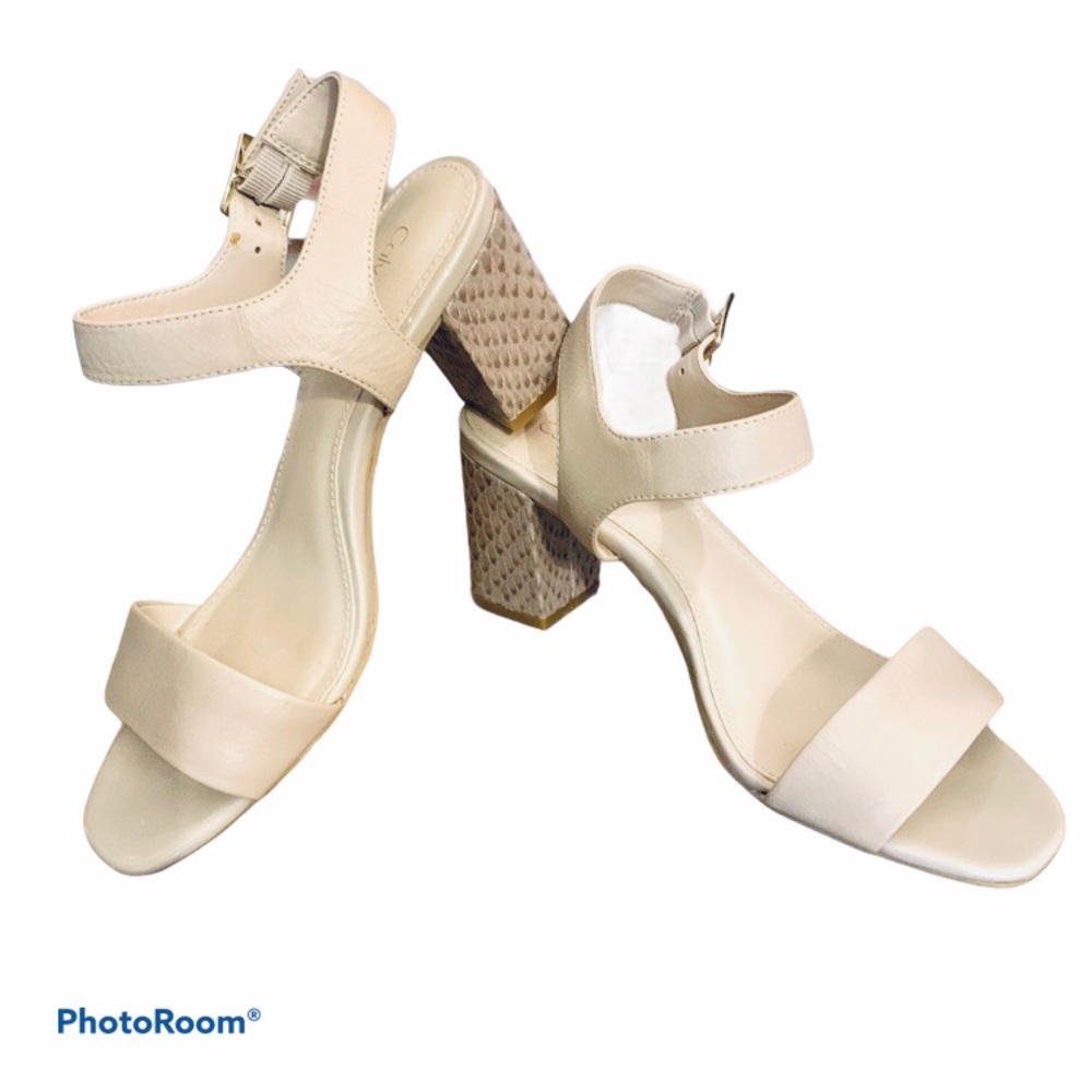 COPY - 💖Calvin Klein Nude Sandals Faux Snake Block Heels